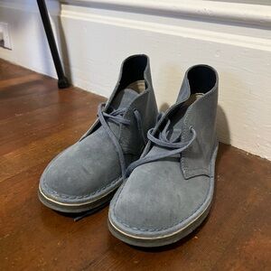 Clarks Gray Chukka Boots Suede Minimalist Design